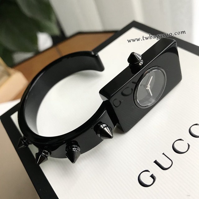 古馳經典小蜜蜂標誌女士手錶 Gucci黑色Plexglas寶克力板材表  gjs1783